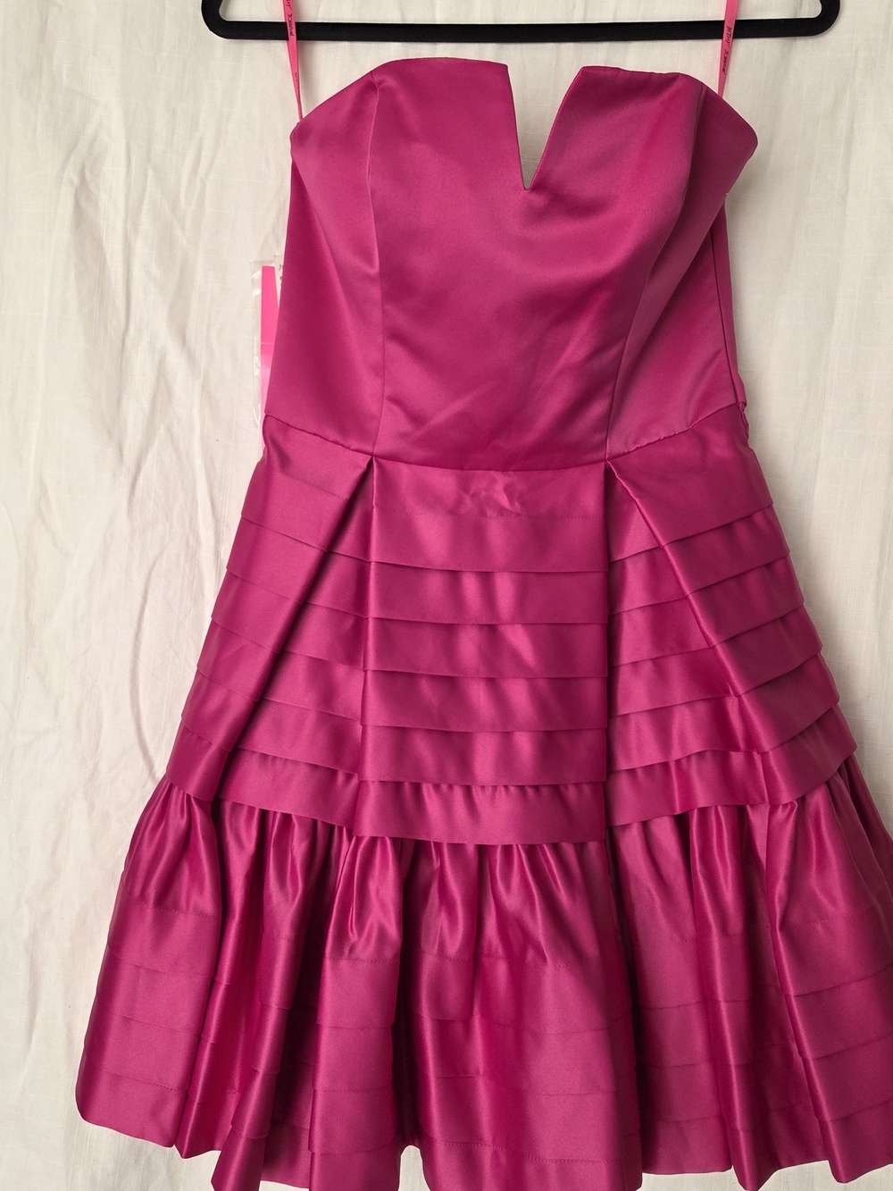 Strapless Pink Satin Party Dress - Picture 1 of 8